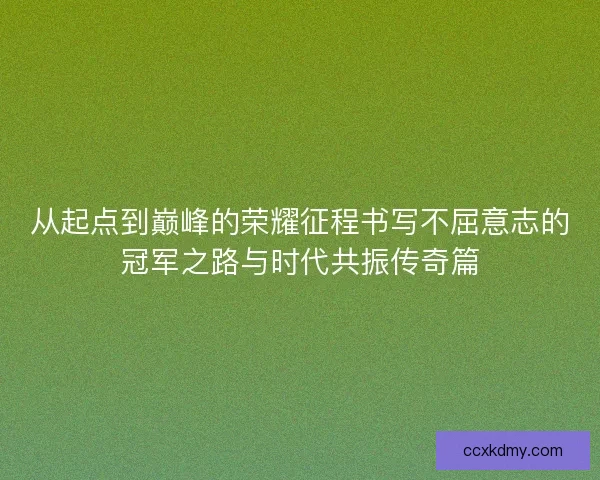 从起点到巅峰的荣耀征程书写不屈意志的冠军之路与时代共振传奇篇