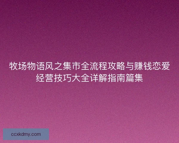 牧场物语风之集市全流程攻略与赚钱恋爱经营技巧大全详解指南篇集 牧场物语风之集市全流程攻略与赚钱恋爱经营技巧大全详解指南篇集