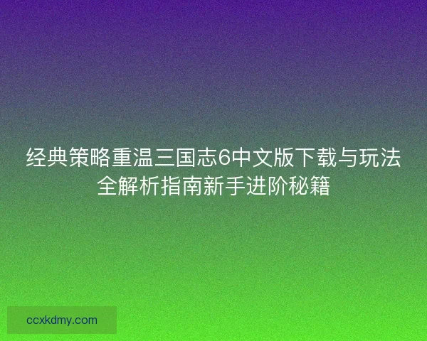 经典策略重温三国志6中文版下载与玩法全解析指南新手进阶秘籍