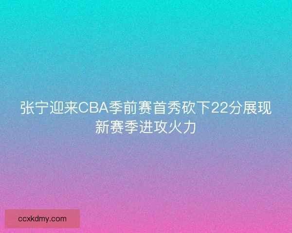 张宁迎来CBA季前赛首秀砍下22分展现新赛季进攻火力